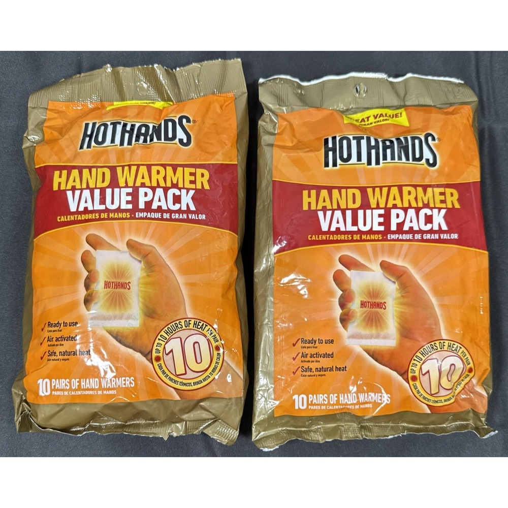 HotHands Hand Warmer Value Pack 20 Pairs Total 10 Hour Heat Air Activated Lot